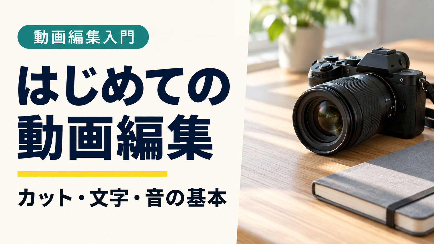 写真と大きな見出しを組み合わせたサムネイルの完成例