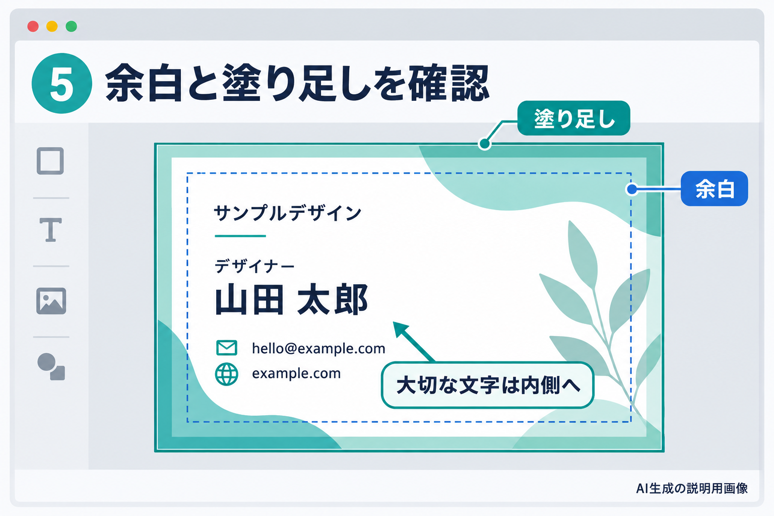 余白と塗り足しの説明図(AI生成の説明用画像)
